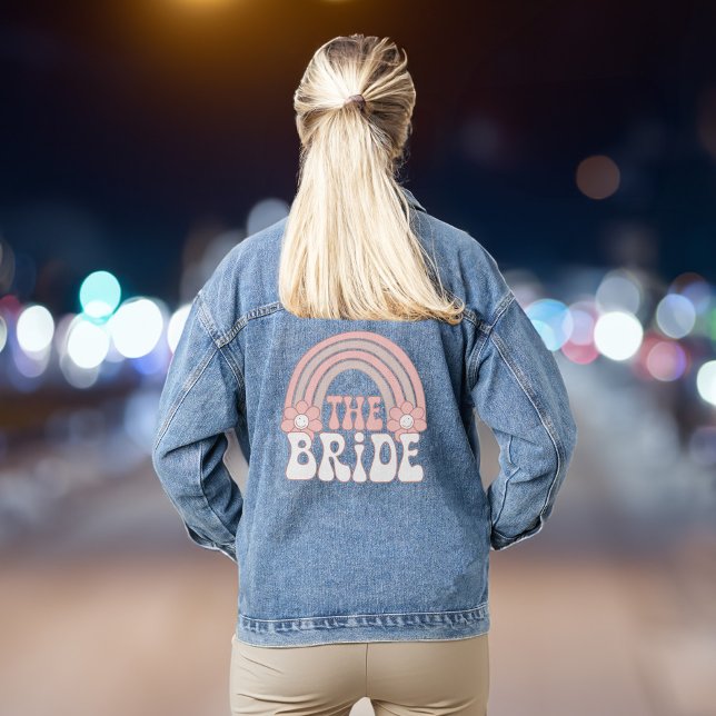 Cute Retro Bride Bachelorette Party Denim Jacket (Celebrate your last fling before the ring in style & add some flair to your bachelorette party look)