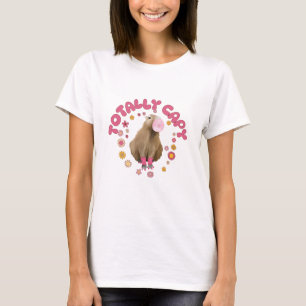 Cute Retro Bubblegum Blowing Capybara T-Shirt