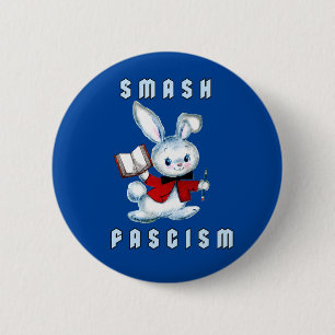 Cute Retro Bunny - Smash Fascism 6 Cm Round Badge