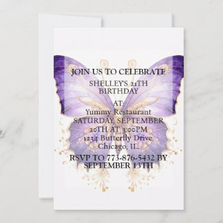 Cute Retro Butterfly Design Birthday Party Invitation