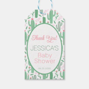 Cute Retro Cactus Succulent Floral Baby Shower Gift Tags