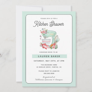 Cute Retro Cake Mixer iKitchen Bridal shower  Invitation