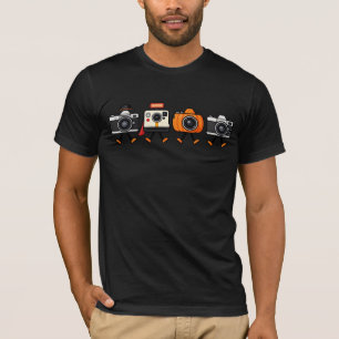 Cute Retro Cameras Walking Together T-Shirt