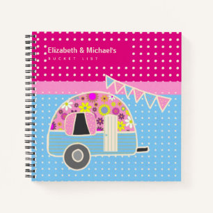 Cute Retro Campervan BUCKET LIST Couples Custom Notebook