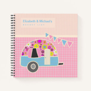 Cute Retro Campervan BUCKET LIST Couples Custom Notebook