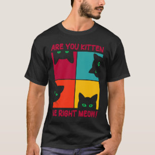 Cute Retro Cat Are You Kitten Me Right Meow Cat T-Shirt