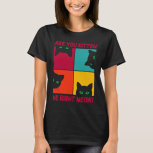 Cute Retro Cat Are You Kitten Me Right Meow Cat T-Shirt