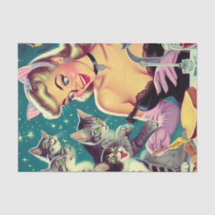 Cute Retro Cat Pin-up Tissue Paper