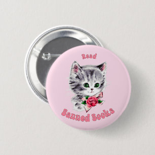 Cute Retro Cat - Read Banned Books 6 Cm Round Badge