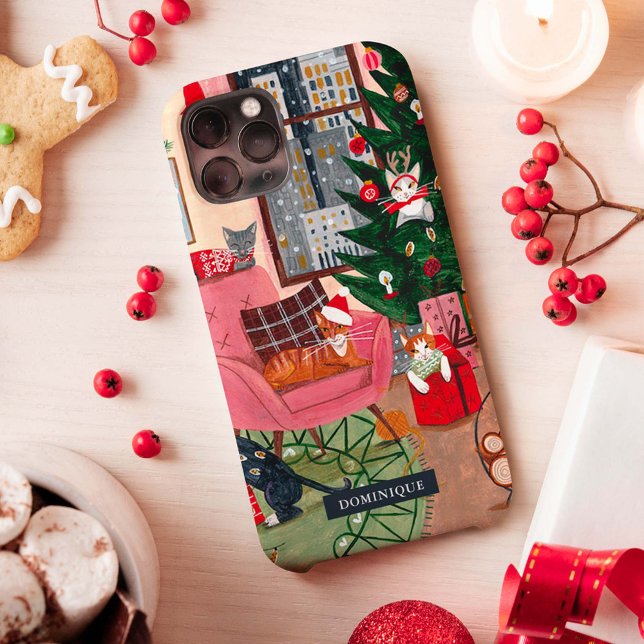 Cute retro cats Christmas  Case-Mate iPhone Case (Creator Uploaded)