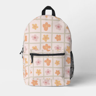 Cute Retro Chequered Floral Backpack