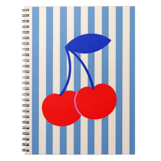 Cute Retro Cherry Striped Notebook