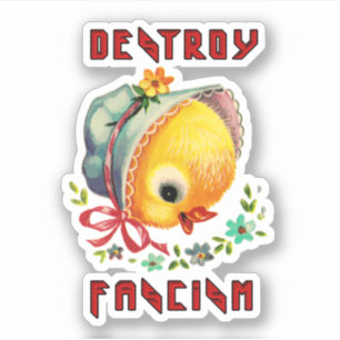 Cute Retro Chick - Destroy Fascism