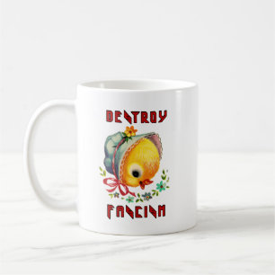 Cute Retro Chick - Destroy Fascism Coffee Mug