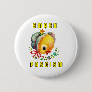 Cute Retro Chick - Smash Fascism 6 Cm Round Badge