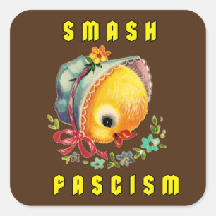 Cute Retro Chick - Smash Fascism Square Sticker