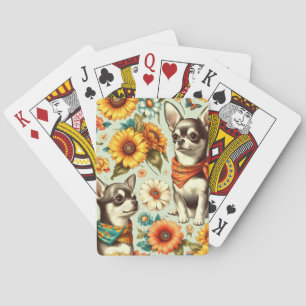 Cute Retro Chihuahua Illustration Playing Cards
