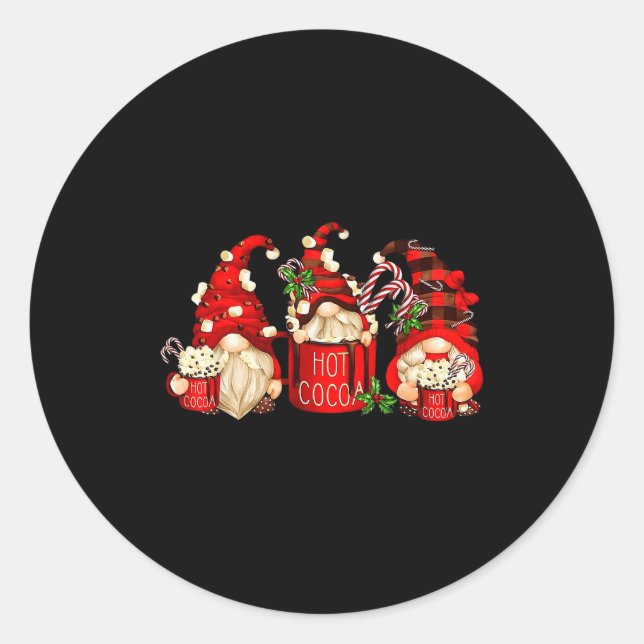 Cute Retro Chocolate Hot Cocoa Mug Funny Gnomes Ch Classic Round Sticker (Front)