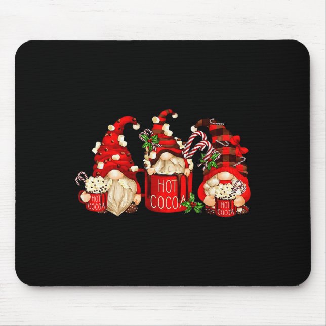 Cute Retro Chocolate Hot Cocoa Mug Funny Gnomes Ch Mouse Pad (Front)