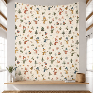 Cute Retro Christmas Doodle Blanket