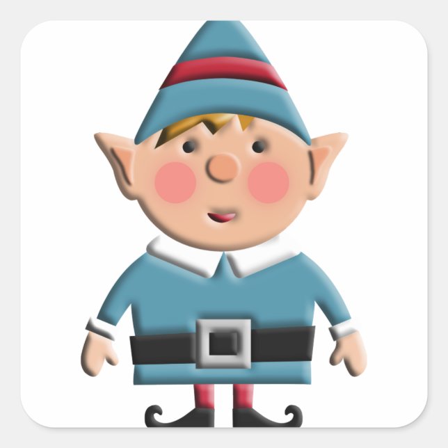 Cute Retro Christmas Elf Square Sticker (Front)