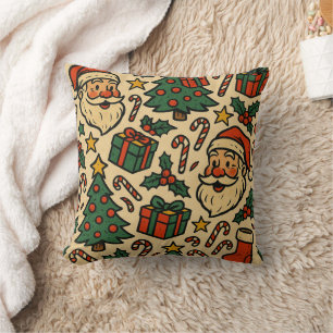 Cute retro Christmas icon pattern Cushion