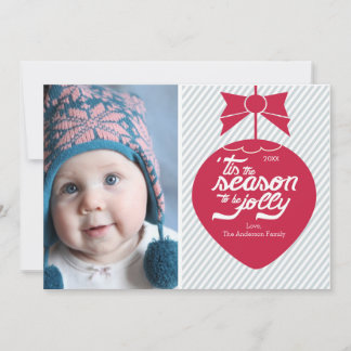 Cute Retro Christmas Ornament Photo Card