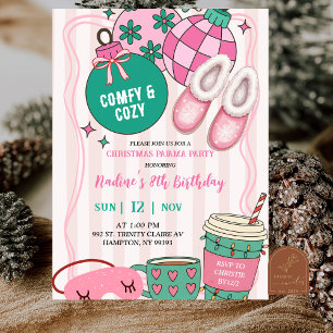 Cute Retro Christmas Pajama Party Invitation