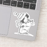 Cute Retro Christmas Penguin with Hat and Scarf<br><div class="desc">Vintage illustration black and white sketch drawing Christmas holiday design featuring a cute penguin wearing a Santa hat and scarf holding a Christmas ornament.</div>