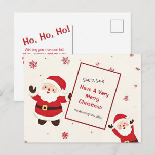 Cute Retro Christmas Santa Postcard