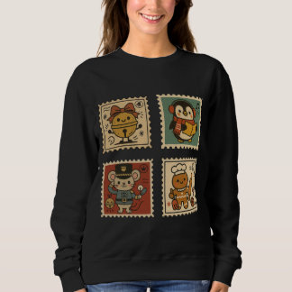 Cute Retro Christmas Stamp Collage Women’s Sweatshirt
