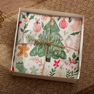 Cute retro Christmas things Illustration Pattern Tissue Paper