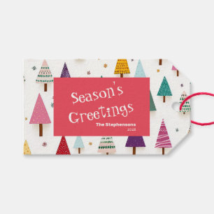 Cute Retro Christmas Trees Gift Tags