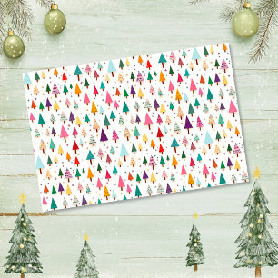 Cute Retro Christmas Trees Tissue Paper