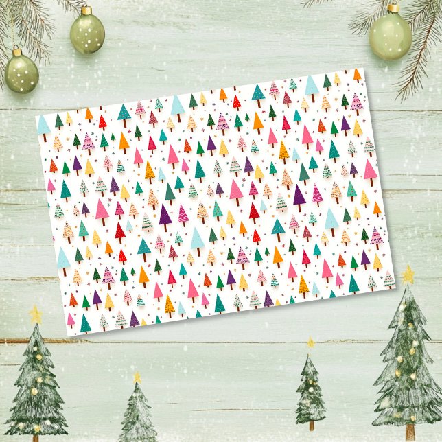 Cute Retro Christmas Trees Tissue Paper (Cute Retro Christmas Trees Tissue Paper )