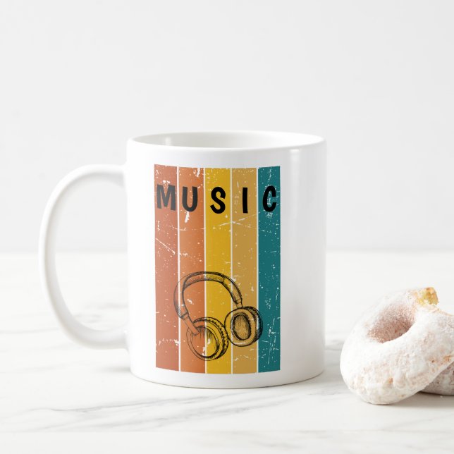 Cute Retro Clean Music Coffee Mug  (With Donut)