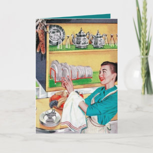 cute retro cleaning lady add sentiment note card