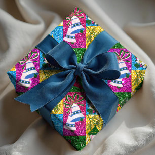 Cute retro colourful collage holidays colourful wrapping paper