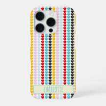 Cute Retro Colourful Hearts Pattern Personalised