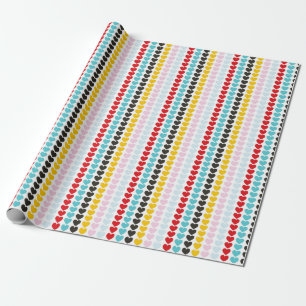 Cute Retro Colourful Hearts Pattern Wrapping Paper