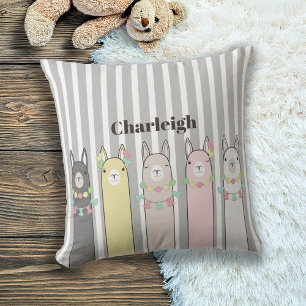 Cute Retro Colourful Llamas Kids Cushion