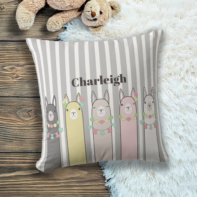 Cute Retro Colourful Llamas Kids Cushion (Creator Uploaded)