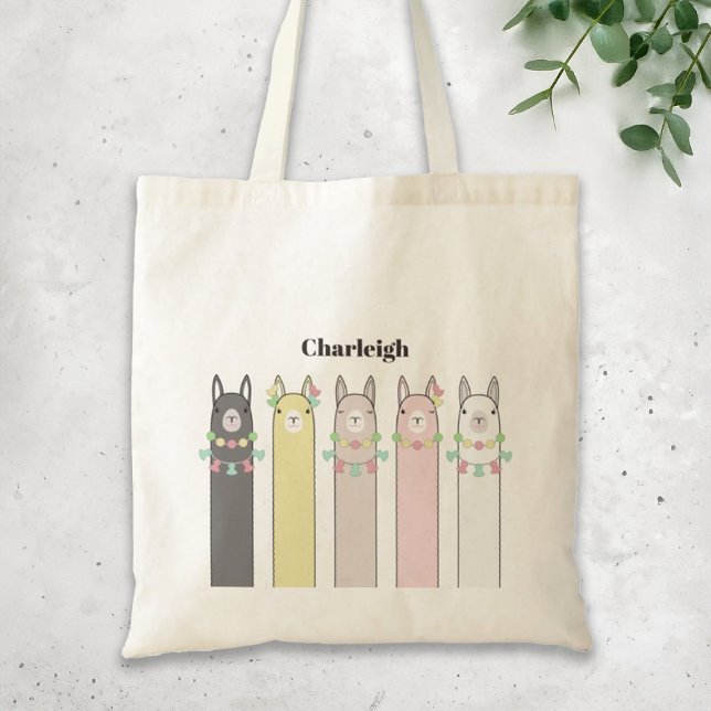 Cute Retro Colourful Llamas Tote Bag (Creator Uploaded)