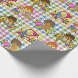 Cute Retro Colourful Plaid Baby Shower  Wrapping Paper