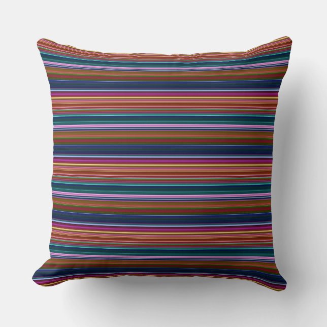 Cute retro colourful stripes cushion (Front)