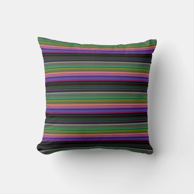 Cute retro colourful stripes cushion (Front)