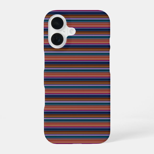 Cute retro colourful stripes iPhone 16 case (Back)