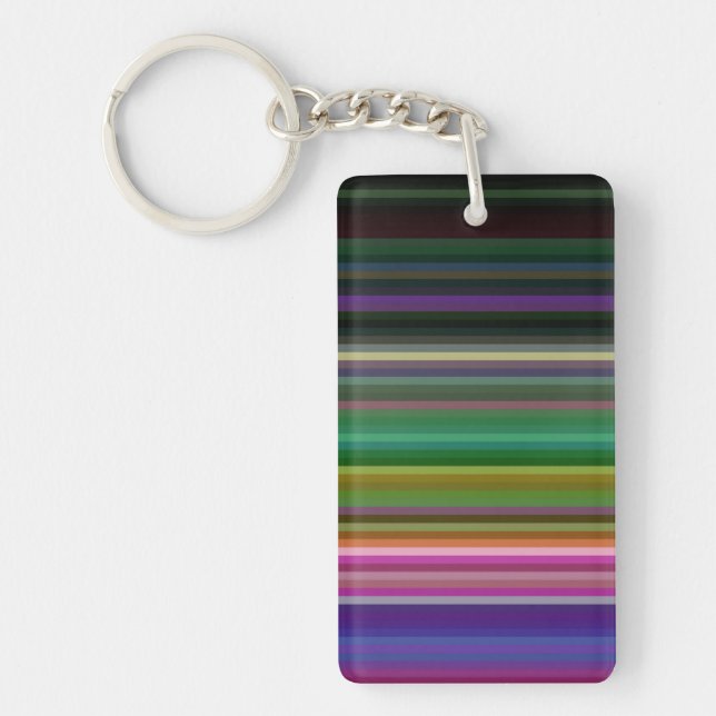 Cute retro colourful stripes key ring (Front)