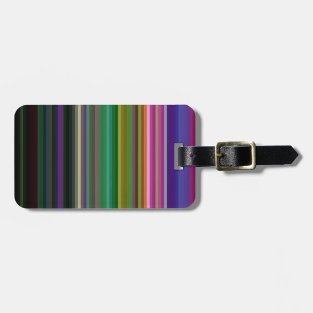 Cute retro colourful stripes luggage tag (Front Horizontal)