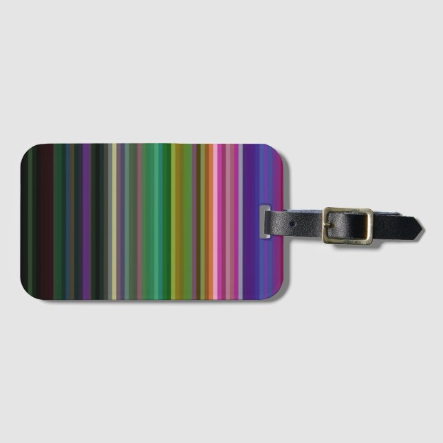 Cute retro colourful stripes luggage tag (Front Horizontal)